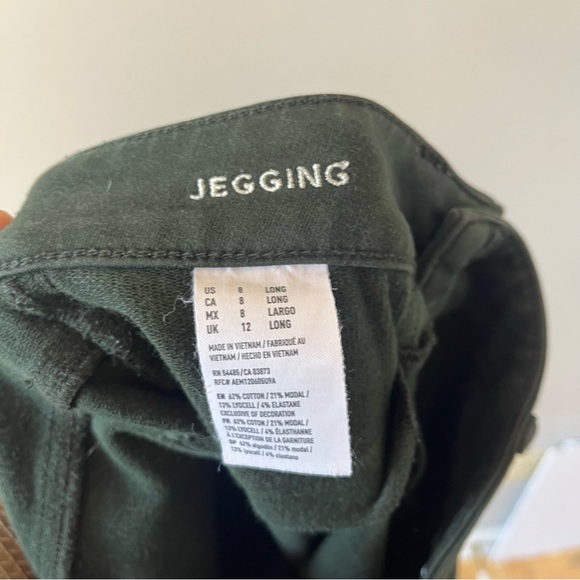 American Eagle Outfitters AEO Knit Dark Green Super Stretch Jeggings 8 Long - Picture 9 of 9